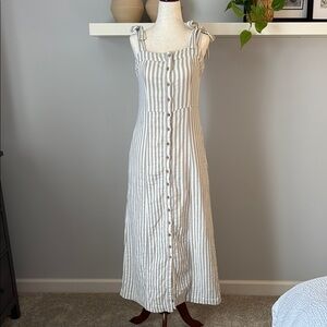 Faherty Striped Maxi Dress in Cream and White